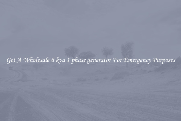 Get A Wholesale 6 kva 1 phase generator For Emergency Purposes