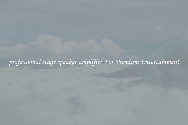 professional stage speaker amplifier For Premium Entertainment